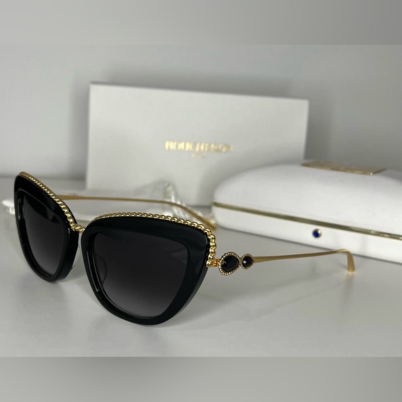 Boucheron NWT Embellished Cat Eye Sunglasses BC0140S 001 Black/Gold - Picture 3 of 12